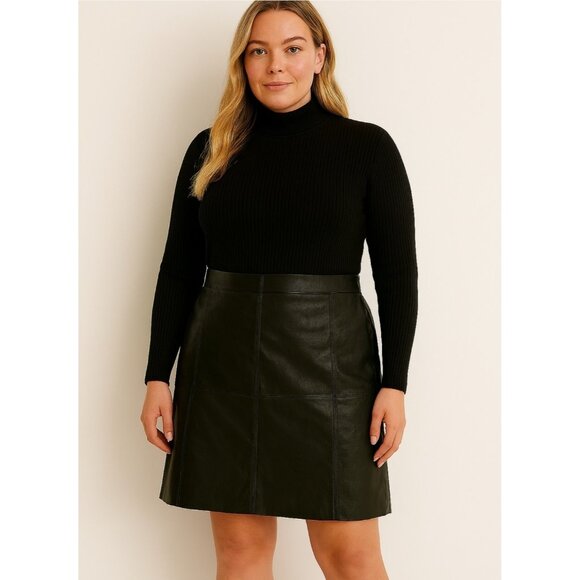 Vintage Leathers Skirt Black Women’s Size 20 Genuine 90s MIDI - Picture 1 of 7